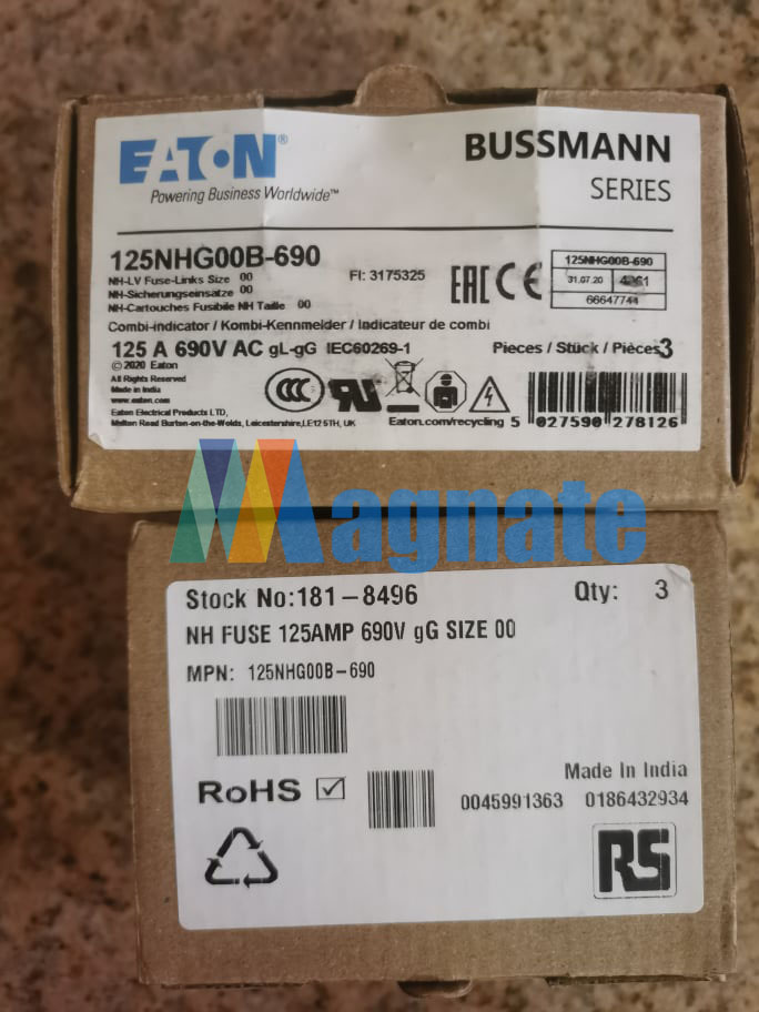 Eaton Bussman Series NH Fuse PN.: 125NHG00B-690